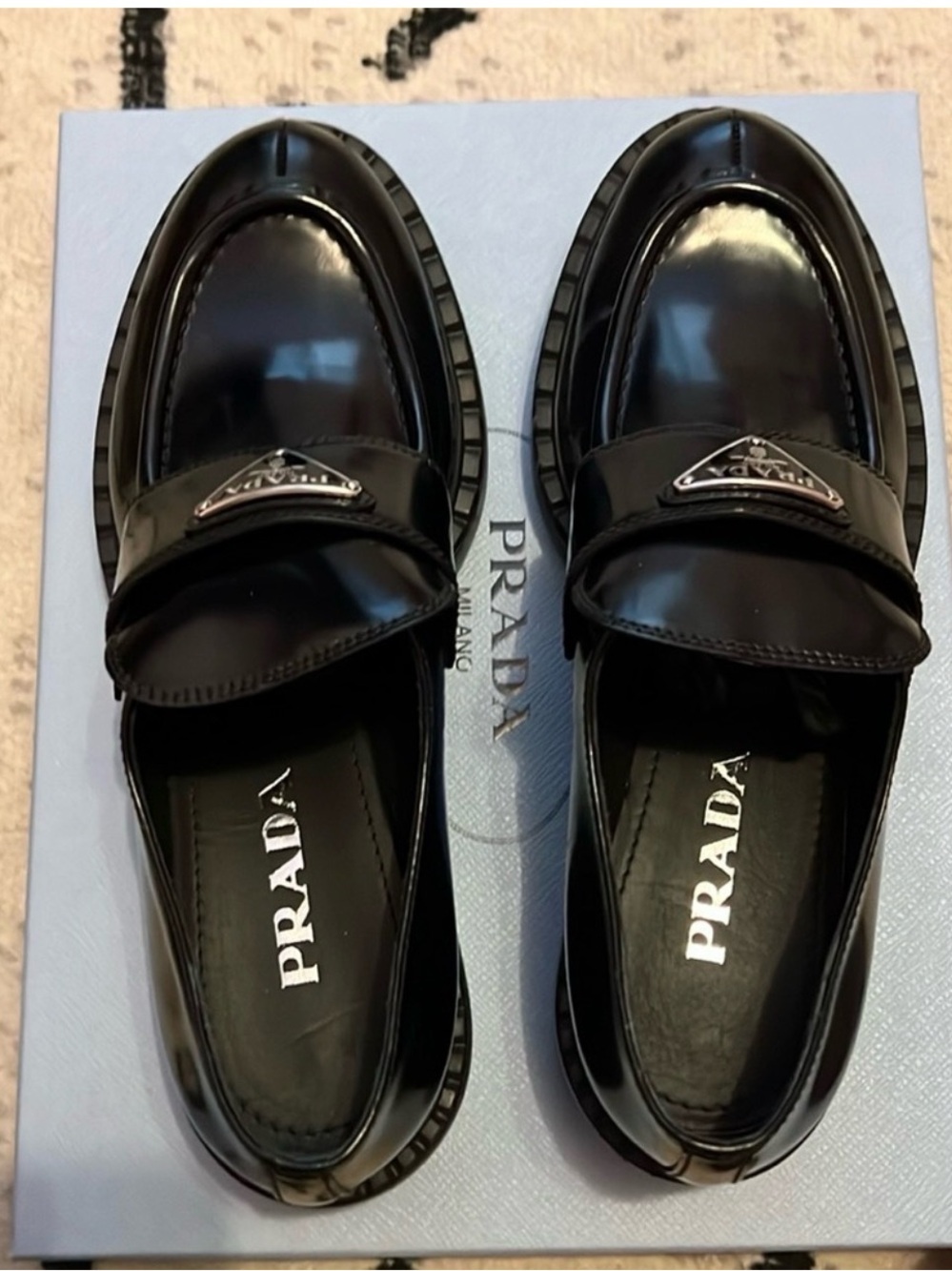 Prada Leather Triangle Logo Loafer